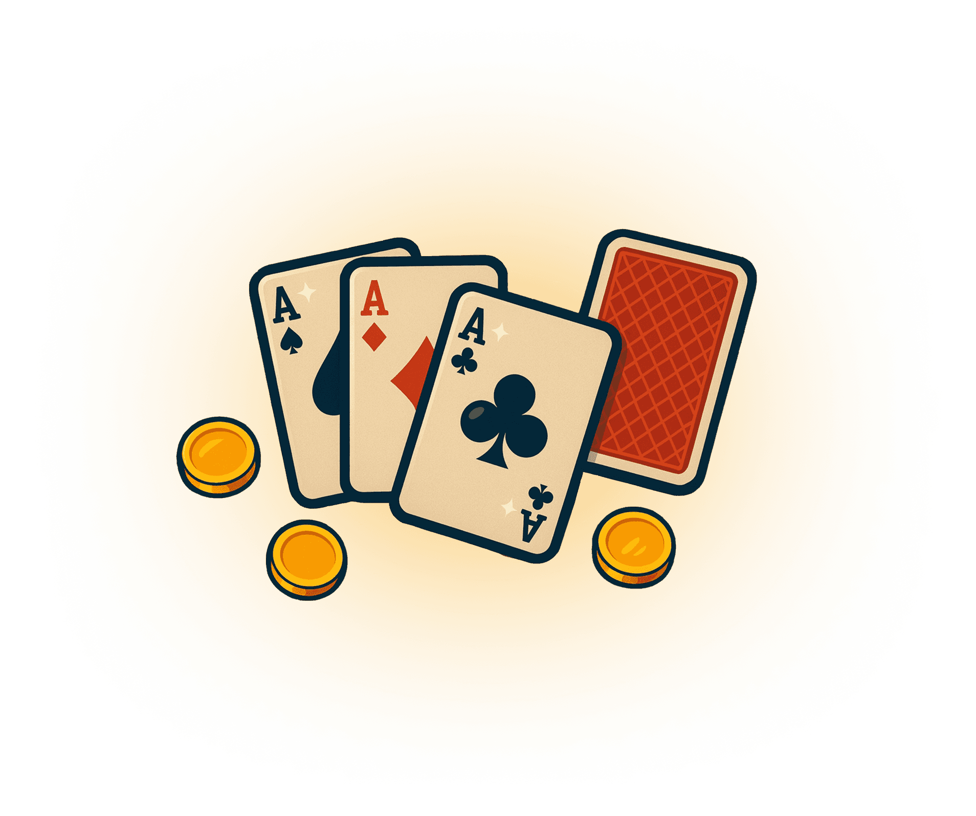 Playing cards and coins